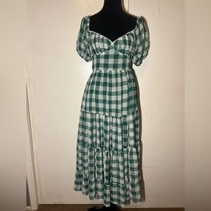 Vici Green Plaid Midi Dress